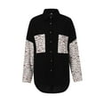 thumbnail image 4 of Franhais Casual Women Leopard Spliced Corduroy Shirts Fall Spring Fahsion Turn down Collar Button Up Tops Plus Size Female Shirts（S-2XL）, 4 of 9