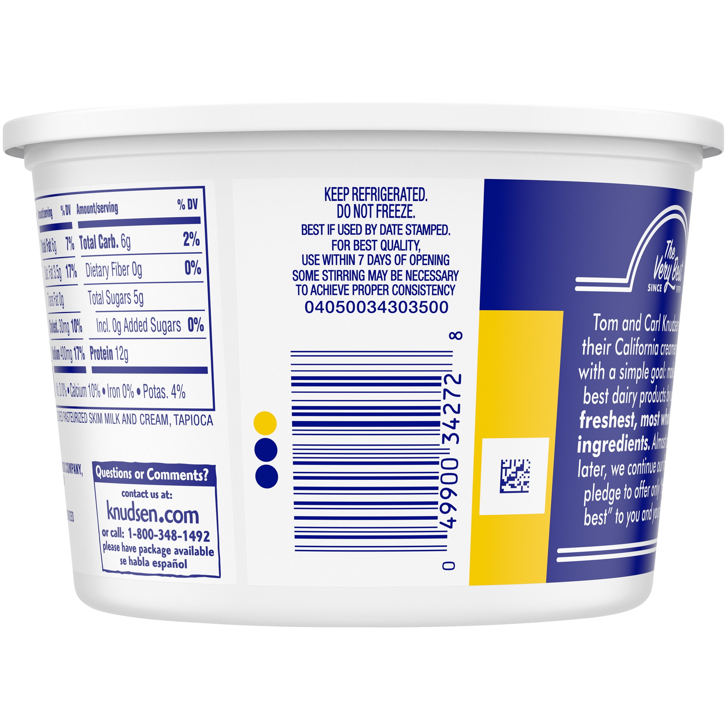 Knudsen Small Curd Cottage Cheese with 4% Milkfat, 16 oz Tub