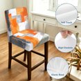 thumbnail image 4 of Burnt Orange Grey Oil Painting Bar Stool Cover Set of 2, Abstract Modern Geometric Stretch Bar Chair Cover, Removable Washable Pub Counter Stool Chair Slipcover for Kitchen Dining Room Pub Cafe, 4 of 9