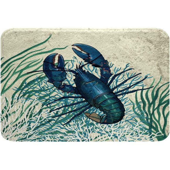 Feelyou Lobster Print Bathroom Rugs 16"x24" Ocean Creature Bath Rugs for Shower Tub Boys Girls Marine Theme Bath Mats for Bathroom Underwater Animal Pattern Bathroom Accossories Nature Pattern