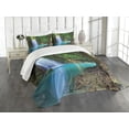 thumbnail image 3 of Ambesonne Aqua Quilted Bedspread Set 3 Pcs, Asia Thailand Jungle Trees, King Size, Turquoise Green Brown, 3 of 5