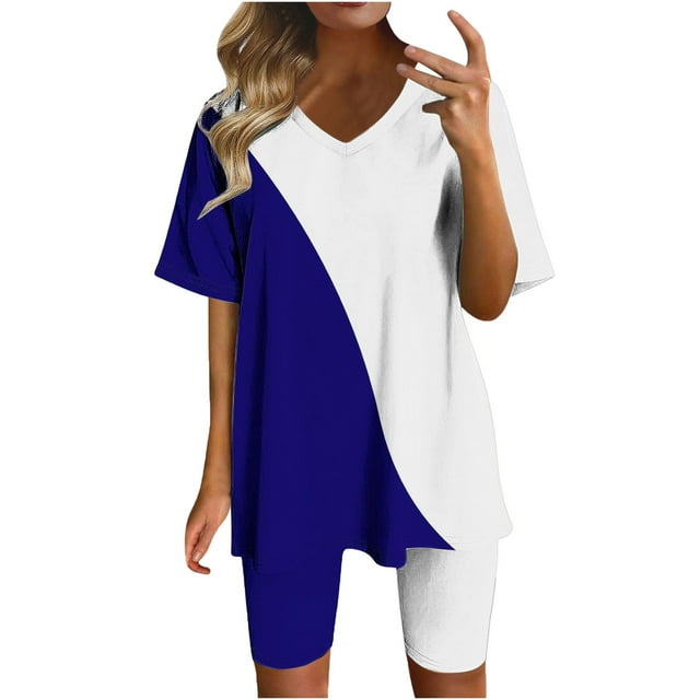 Birdeem Blouses pour Femmes Mode Imprimée Blouse Col en V Manches Courtes Hauts Shorts Ensemble Décontracté