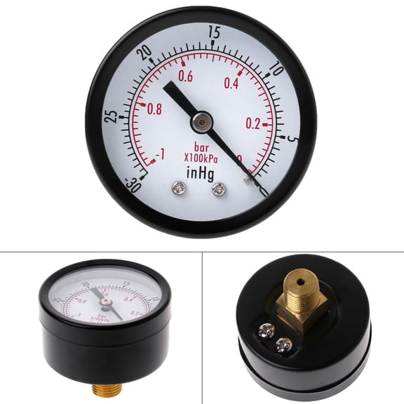 Portable 50mm Size Pressure Gauge 1/4" BSPT Thread Vacuum Manometer 0~-30inHg 0~-1bar Measuring Liquid Pressure