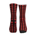 thumbnail image 2 of Women's Men's Red Black Buffalo Check Plaid Pattern Colorful Novelty Pattern Crew Athletic Socks, 2 of 7