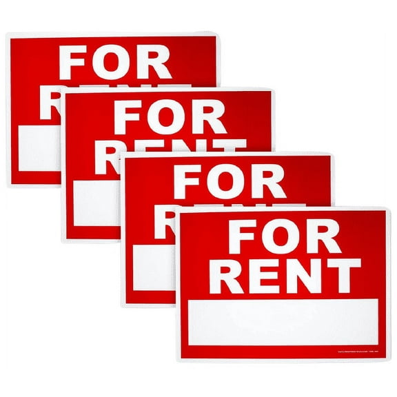 8 X 12 Inches For Rent Sign Plastic Coated Self-Adhesive Window Peal Sticker with A Space to Hand Write- 4Pack