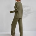 thumbnail image 5 of KICILVS Lounge Sets for Women Ribbed Knit Long Sleeve Top and Wide Leg Pants Set Casual Matching Pajama for Fall Travel Outfit, 5 of 9