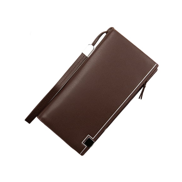 Minnieouse Cartera de cuero portátil con cierre de cremallera, monedero de almacenamiento para cambio, tarjetero de crédito y débito, bolsa Carteras Café