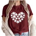 thumbnail image 1 of Camiseta de Manga Corta de Cuello Redondo Impresa de Primavera Superior de las Mujeres, Mezcla Ligera de Poliéster para Uso Diario Y de Fiesta Casual, 1 of 1