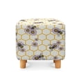 thumbnail image 2 of SCRAWLGOD Daisy Honeycomb Bee Print Beige Stretch Ottoman Cover Square Ottoman Slipcovers Furniture Protector, Storage Stool Furniture Protector with Elastic Bottom for Foot Stool, 2 of 7