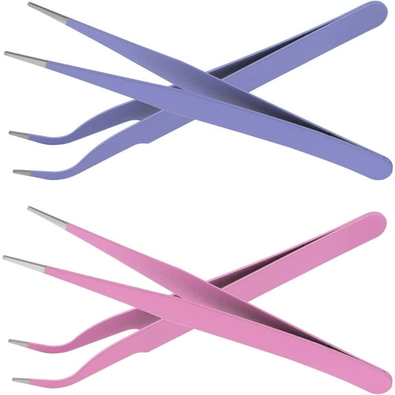4 Pcs Straight Curved Tweezers, Sticker Tweezers, Craft Tweezers, Eyelash Tweezers, Nail Art Rhinestone Tweezers