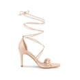 thumbnail image 3 of BLISSFUL STEP Women Woven Strap Lace Up Strappy Stiletto Heel Sandals Beige 9, 3 of 7