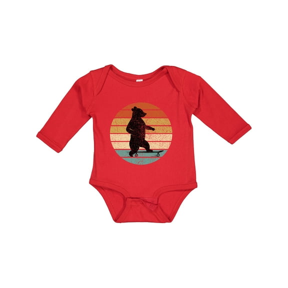 Inktastic Skateboard Bear Retro Sunset Boys or Girls Long Sleeve Baby Bodysuit
