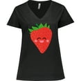 thumbnail image 3 of Inktastic Strawberry Kawaii Women's Plus Size V-Neck T-Shirt, 3 of 5