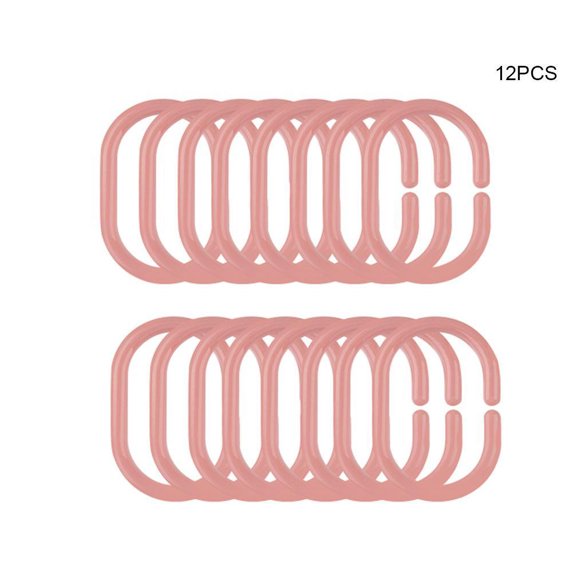 12pcs Plastic Clear C Type Bathroom Shower Curtain Liner Hook Hooks Rings