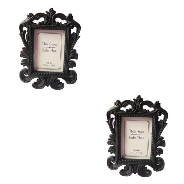 Qarigey Marco de fotos pequeño de ramas barrocas clásicas, marco de fotos de flores decorativas retro de boda de colores en blanco y Negro 2piezas