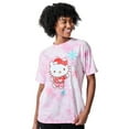 thumbnail image 2 of Hello Kitty Christmas Snowflakes Women's Pink Cloud Wash Crew Neck Short Sleeve T-shirt-Medium, 2 of 6