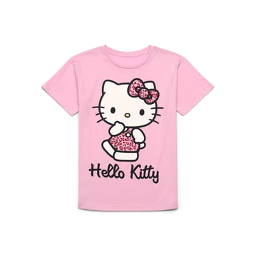 Hello Kitty Animal Print Girls Short Sleeve Graphic T-Shirt, Sizes 4-16