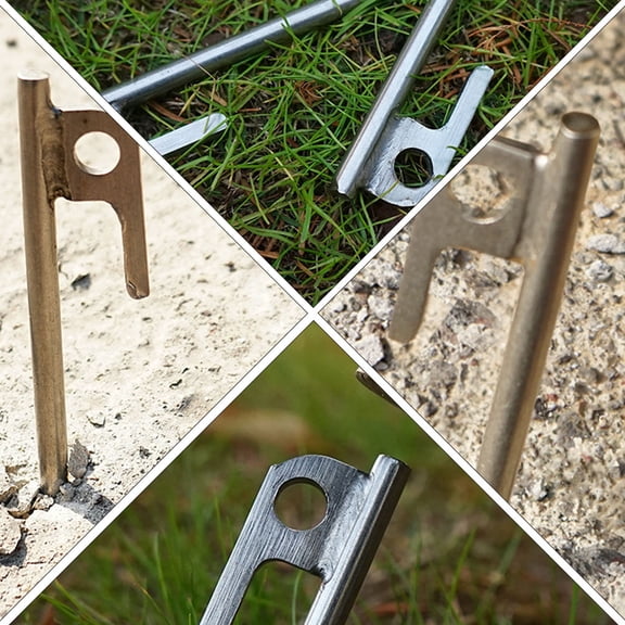 OUNONA Plated Silver Steel Tent Stakes Easy to Operate Tent Accessory for Outdoor Camping and Canopy