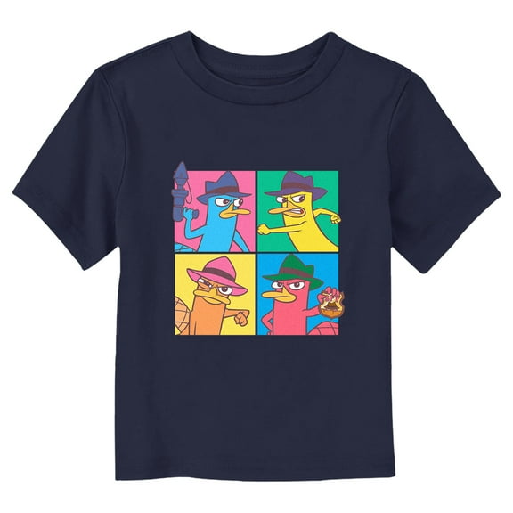 Toddler's Phineas and Ferb Perry the Platypus Colorful Portraits  Graphic Tee Navy Blue 2T