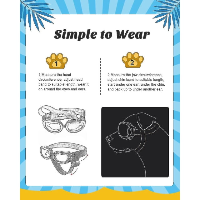 Gafas de sol para perros pequeños, gafas protectoras, protección para los ojos con correa ajustable, agua, 1 unidad