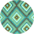 thumbnail image 1 of Ahgly Company Indoor Round Southwestern Turquoise Blue Country Area Rugs, 5' Round, 1 of 4