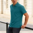 thumbnail image 5 of BVnarty Men's Solid Color Short Sleeve Camp Collar Shirt Breathable Casual Summer Daily Wear Business Casual Outing Top Green M, 5 of 8