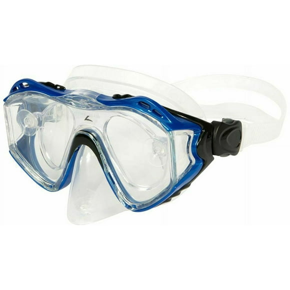 Leader xRx Adult Dive Mask w Rx Adapter Glass Lens Adult Regular Fit Blue Unisex