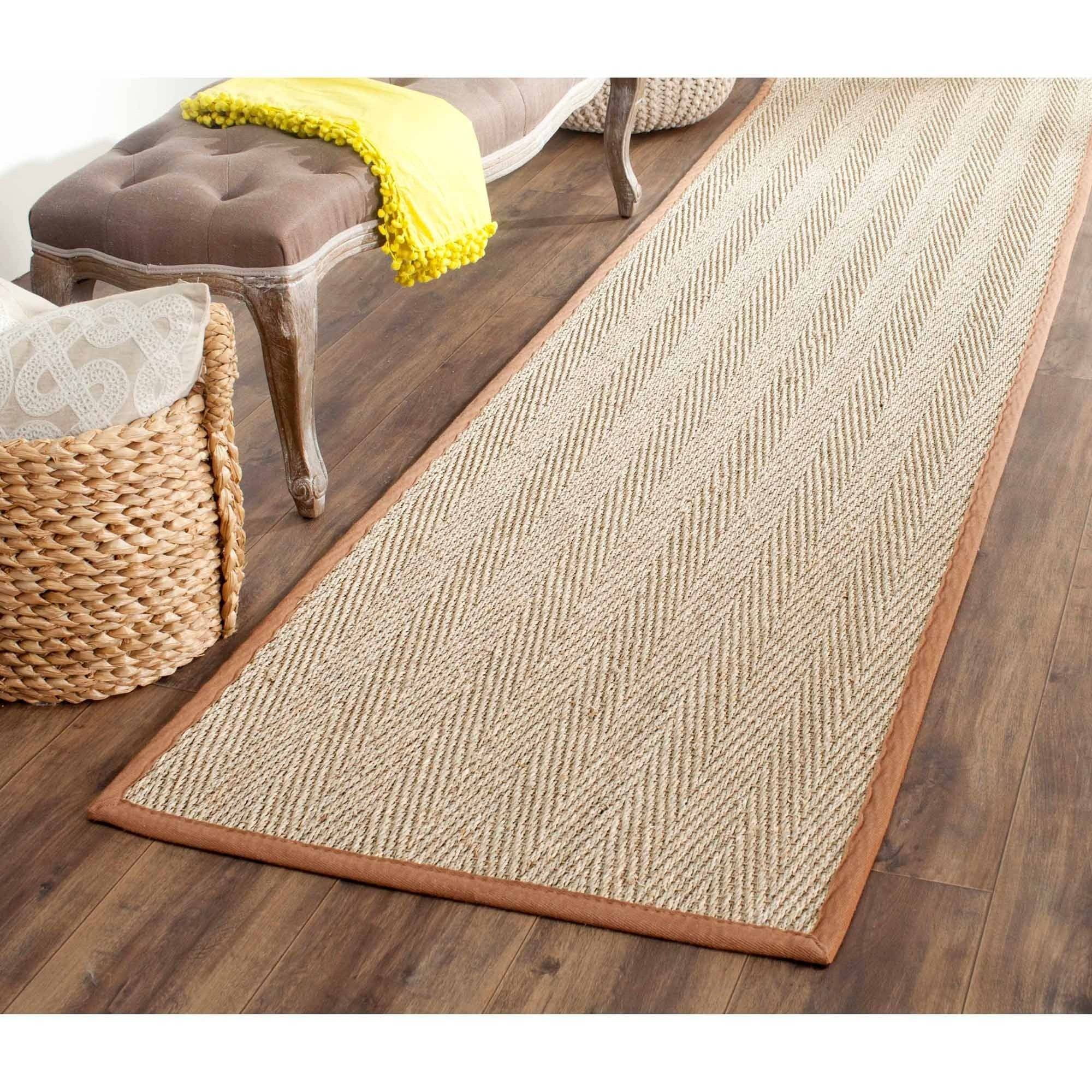 for sale online 2'6 X 12' Hand-woven Sisal Natural/ Brown Seagrass Runner 