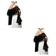 thumbnail image 3 of Sonducket Ceremonia de boda Bola de baile Mujeres Satén Chal Niñas Fiesta de noche Banquete Bufanda larga elegante Color sólido Negro Negro 2piezas, 3 of 6