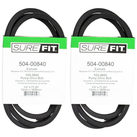 SureFit Pump Drive Belt 103-2600 Exmark Lazer Z XP 60" 72" Deck Mowers 2PK