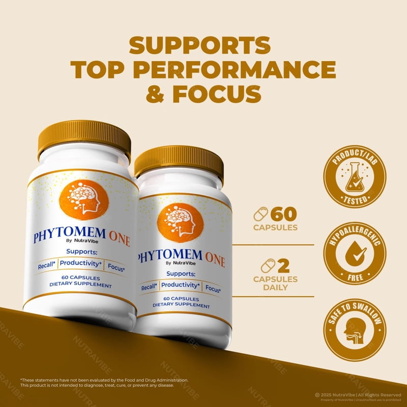 Phytomem One Pills – Daily Formula with a Natural Blend to Help Maintain Focus, Memory & Concentration | Clean, Gentle, Easy-to-Swallow Capsules for Everyday Sharpness (60 Capsules)