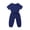 Blue, variant on Gureui Infant Newborn Baby Boys Girls Casual One Piece Romper Solid Color Round Neck Short Sleeve Elastic Waist Tie Loose Long Pants Jumpsuit