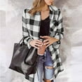thumbnail image 2 of Women's Plaid Jackets Fall Winter Shirt Button Button Cardigans Casual Long Sleeve Plaid Shacket Outwears with Pocket, 2 of 6