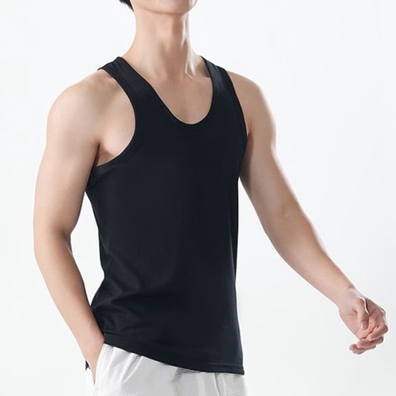 Jyeity Mens Tank Cotton Gym Crew Neck Tank Top, Casual Breathable Sporty Tank Tops