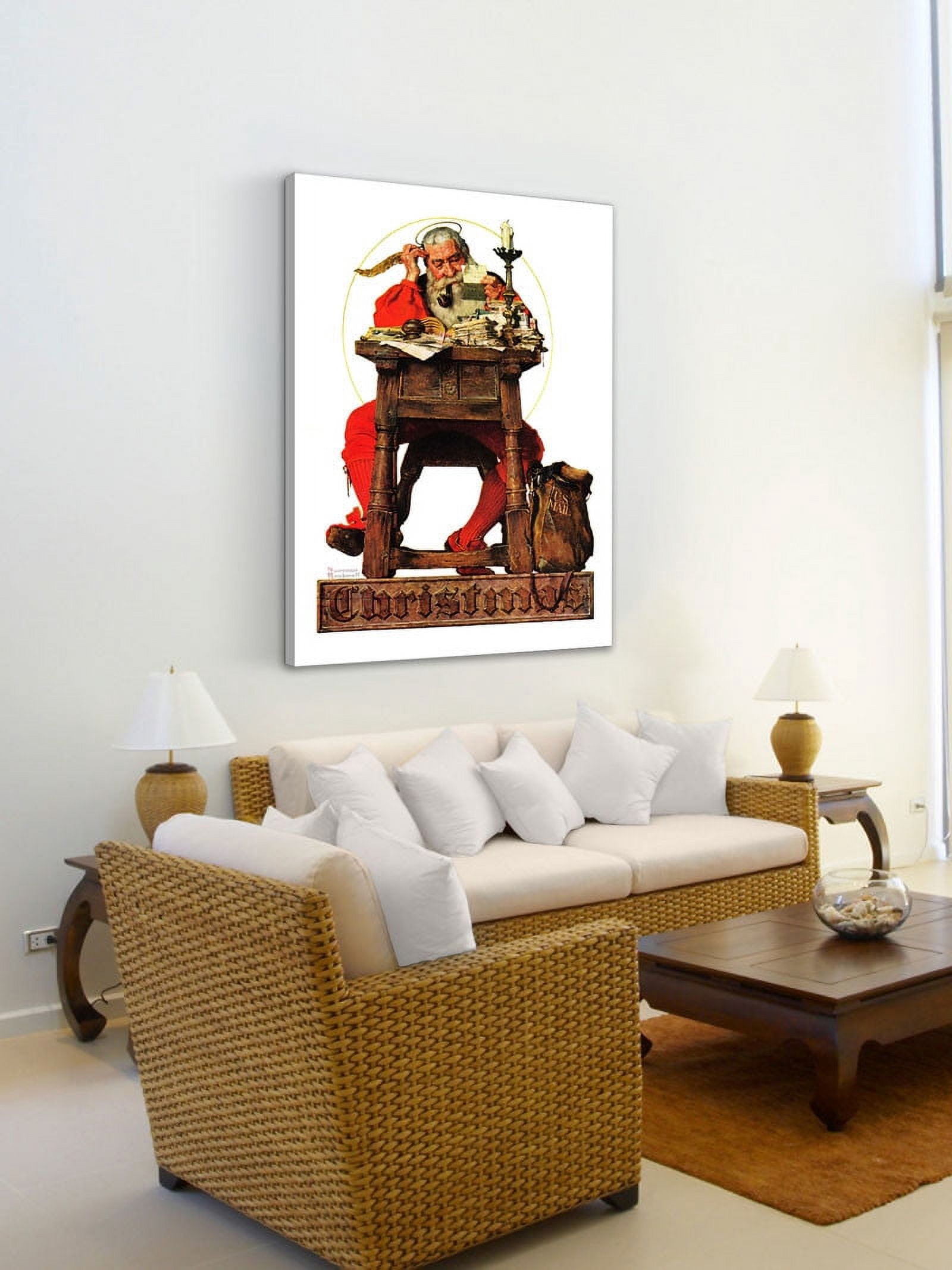 Marmont Hill "Santa at His Desk" by Norman Rockwell Painting Print on Canvas
