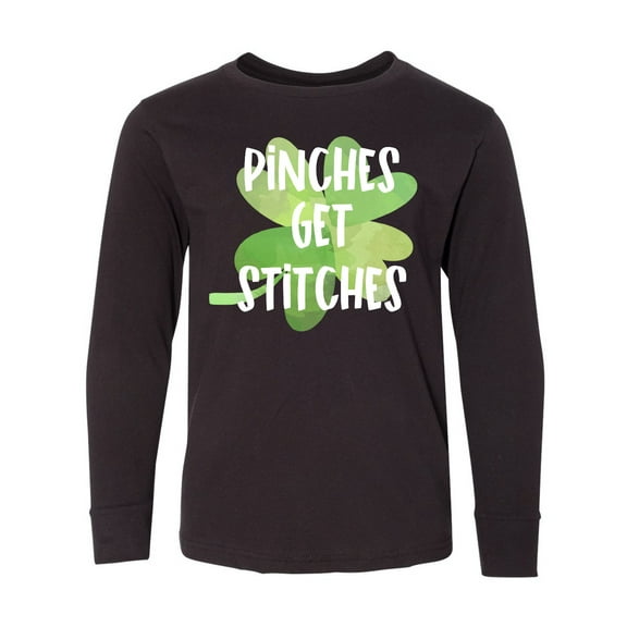 Inktastic St. Patrick's Day Pinches get Stitches Long Sleeve Youth T-Shirt