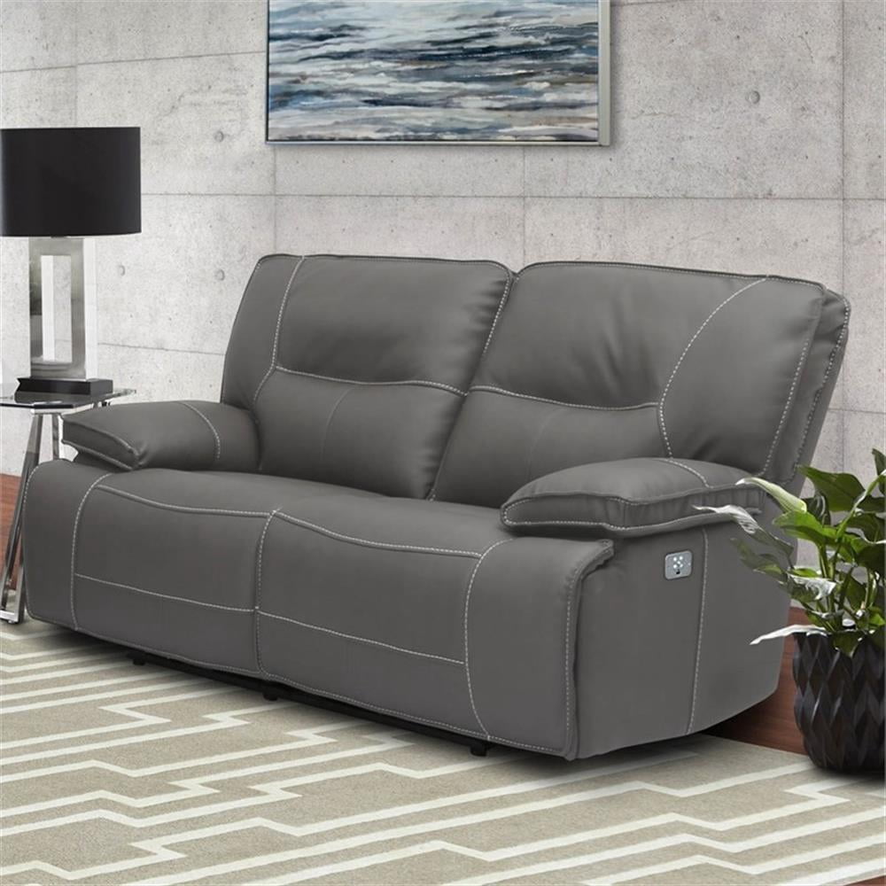 Pemberly Row Contemporary Fabric Power Loveseat in Haze Gray