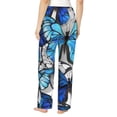 thumbnail image 3 of Haiem Blue and White Butterflies Women's Pajama Pants Ultra Lightweight Pjs Bottoms Sleepwear Bottom Pants With Pocket Drawstring-Small, 3 of 9