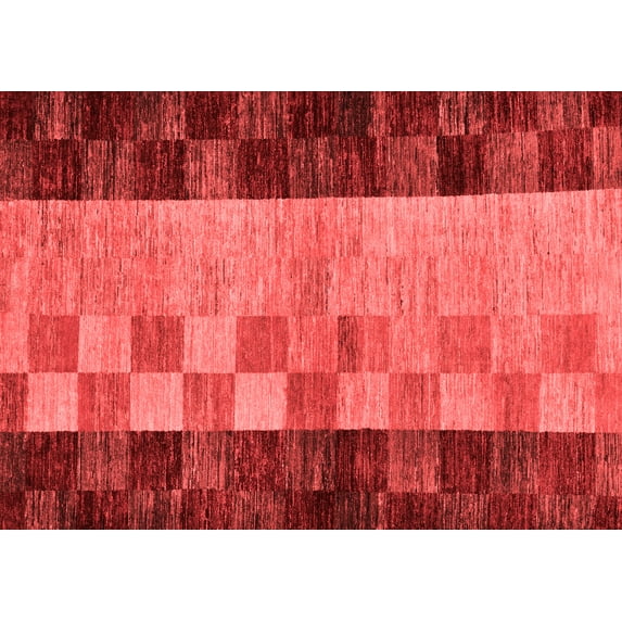 Ahgly Company Indoor Rectangle Abstract Red Modern Area Rugs, 4' x 6'