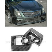Replacement For 2009-2015 Cadillac CTS-V GM Factory Style CARBON FIBER Front Bumper Lower Fog Light Grille Cover Pair