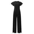 thumbnail image 3 of Women's Lace Cap Sleeve Wide Leg Jumpsuit Elegant High Neck Dressy Party Outfit, 3 of 6