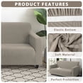 thumbnail image 3 of MJIAexp (31"-46") Stretch Sofa Cover Slipcover,Couch Covers for 1 Cushion Couch Sofa with sofa armrest,Pet Friendly Furniture Protector Sofa with Elastic Bottom for Kids,Jacquard lines(Khaki), 3 of 7
