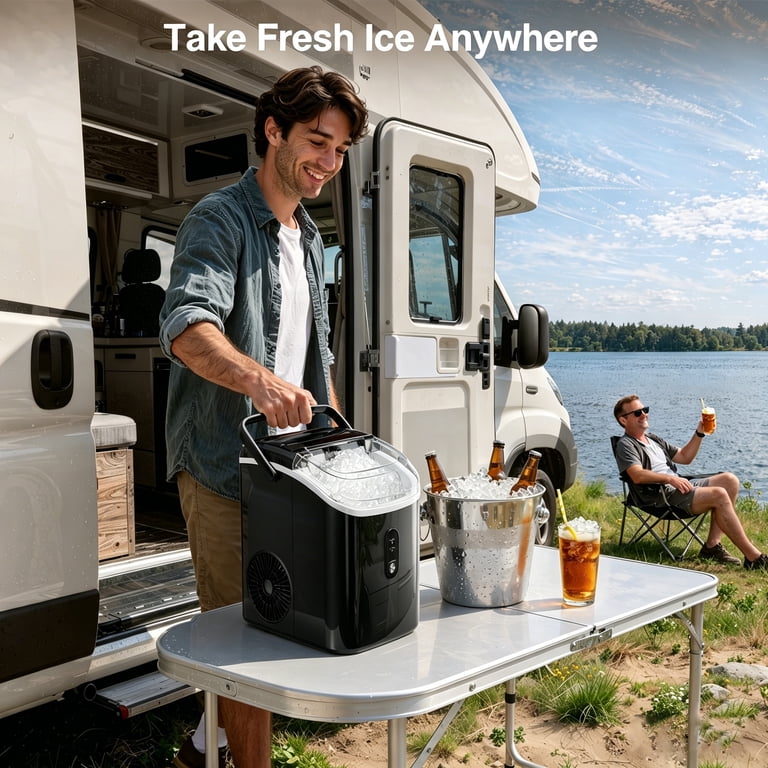 Goosiay 33-Pound Nugget Ice Maker, Stainless Steel Black photo 2