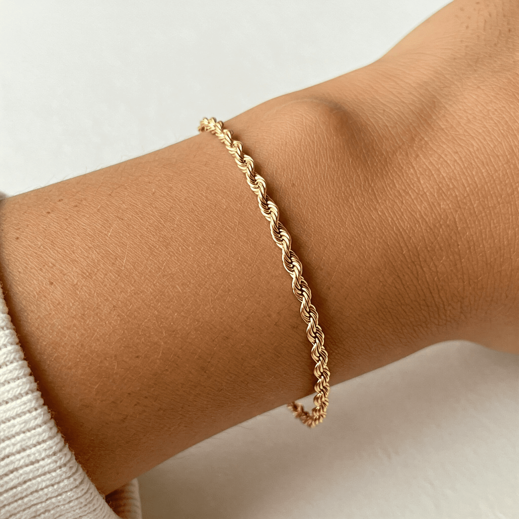 Tilo Jewelry 10K Yellow Gold Diamond-Cut Rope Chain Bracelet with Secure Lobster Lock | 4mm - 7.5 Inch | Everyday Bracelet for Men, Women, Unisex