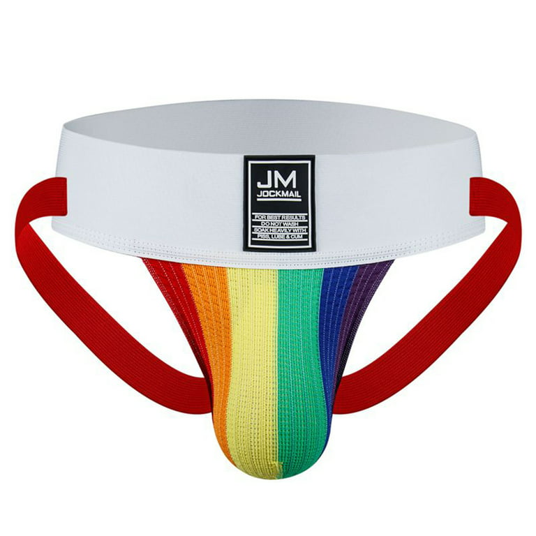 TIHLMKi Men's Underwear Deals Clearance Under $10 Sports Fitness Wide Belt  Rainbow Color Double Thong 