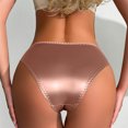 thumbnail image 4 of LNWUY Women's Fashion Solid Color Satin Silk Lace Hipster Panties Seamless Briefs Underwear Underpant Pink XL, 4 of 9