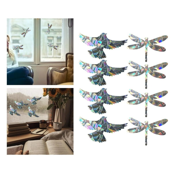 8x de ventana de prisma estático BLESIY para decoración de chicharrones de pájaros Clips de ventana estáticos