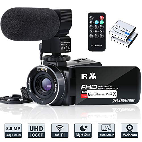 Video Camera Camcorder WiFi IR Night Vision FHD 1080P 30FPS YouTube  Vlogging Camera Recorder 26MP 3.0'' Touch Screen 16X Digital Zoom Camcorder  with 