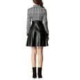 thumbnail image 3 of INSPIRE CHIC Women's PU Houndstooth Patchwork Zipper Up Leather Slim Fit Cocktail Dress, 3 of 5