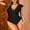Black-Ruffled, variant on Charmo Ruffled V Neck One Piece Swimwear for Womens Tummy Control High Cut Bath Suit